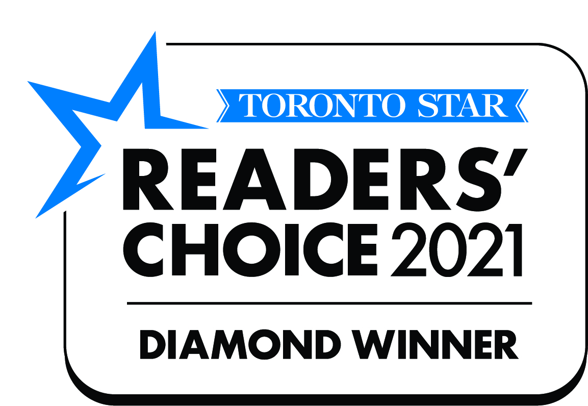 Award badge for the 'toronto star readers' choice 2021', labeled as 'diamond winner', highlighting the recognition of a personal injury law firm in toronto for their exceptional service in representing accident and injury cases, including slip and fall and brain injury claims, as voted by readers